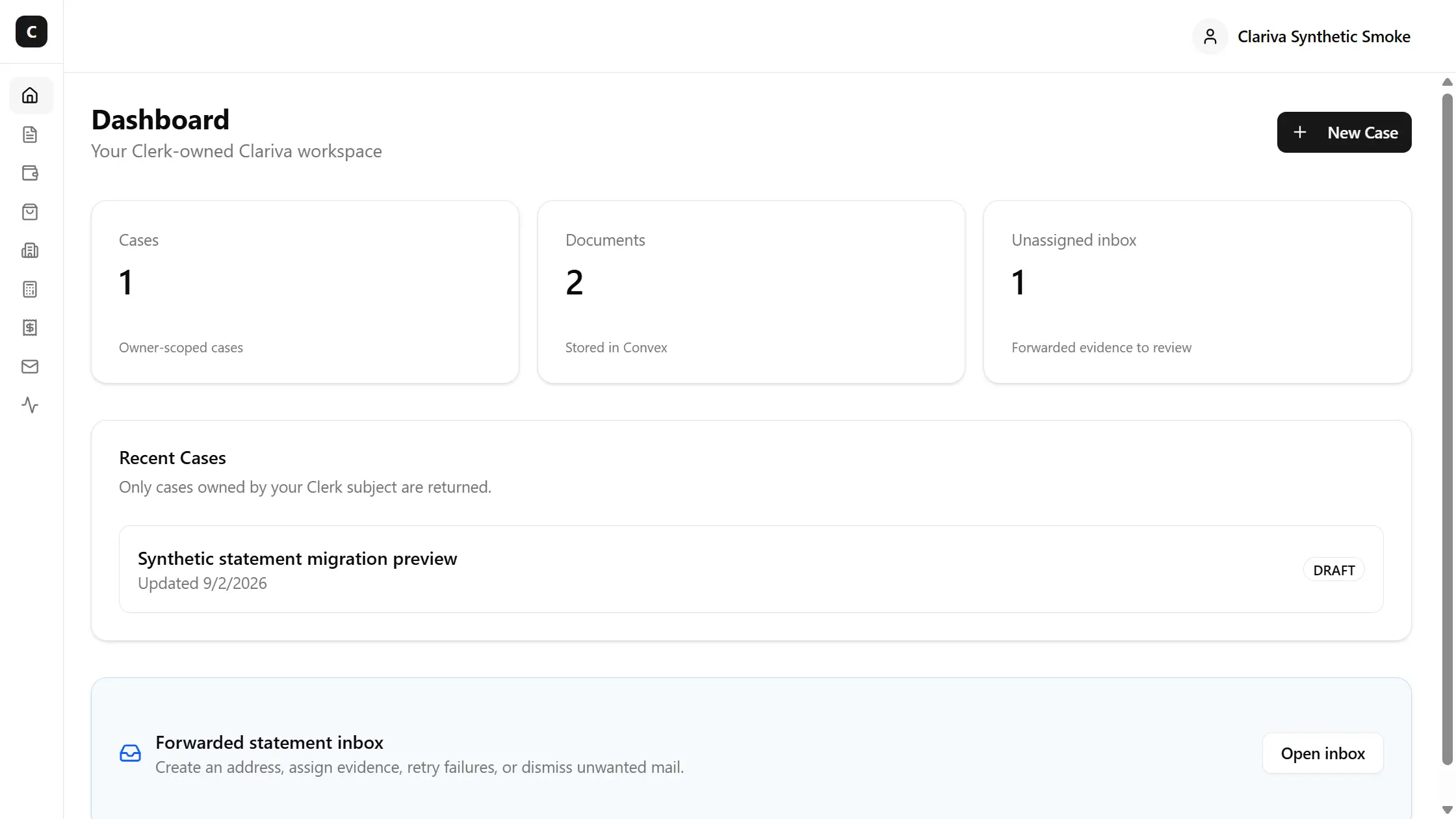 Clariva synthetic owner-scoped dashboard